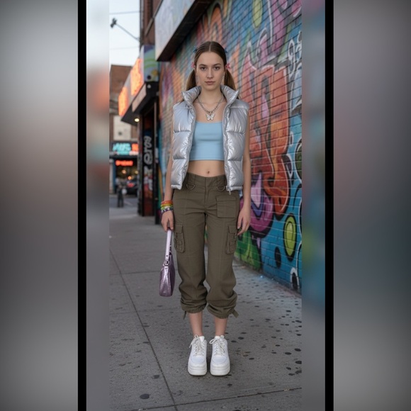 Guess Y2K Gorpcore Cargo Pants Size 31 Wide Leg Utility Streetwear - Picture 1 of 11